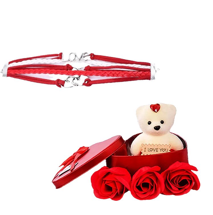Valentine?s Day Gift Set Love Heart Bracelet & Red Teddy Bear image 4
