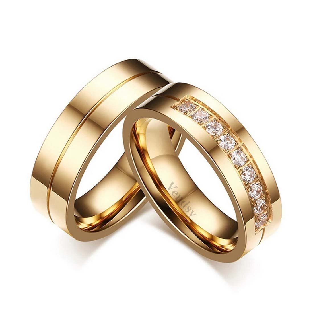 Gold-Plated Crystal Work Couple Ring image 1