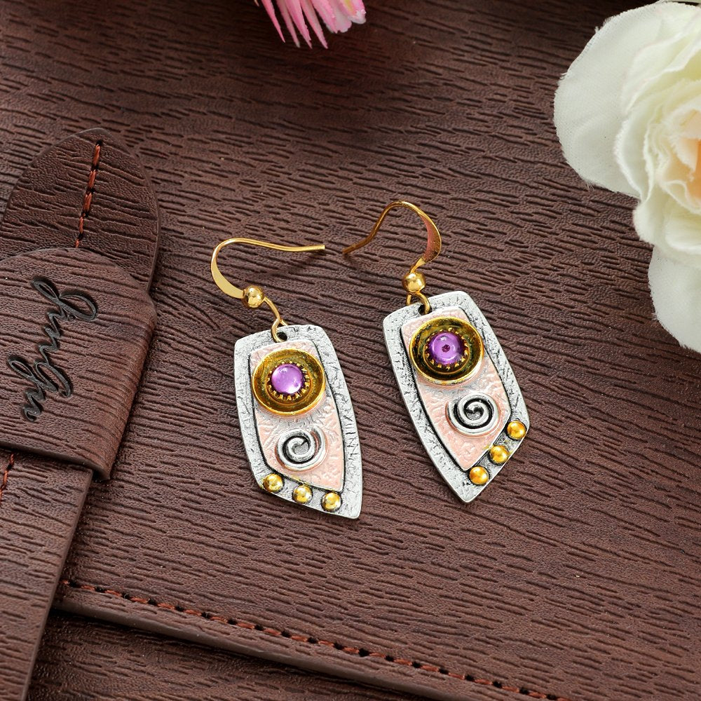 Boho Gold-Plated Wooden Multicolor Dangler Earrings image 0