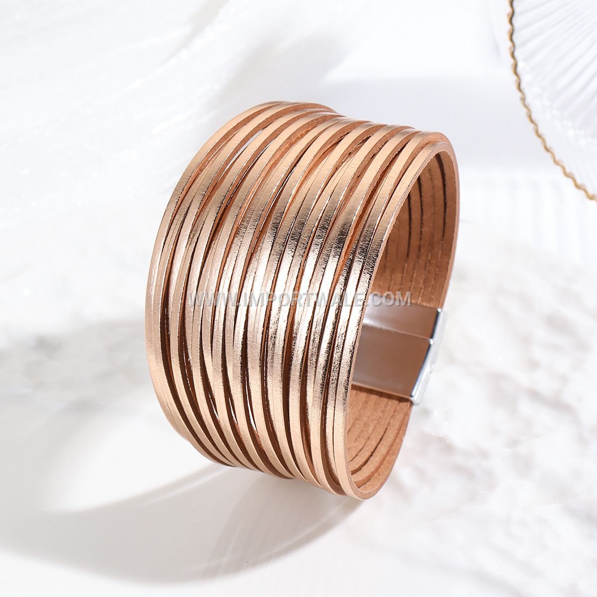New Amazon Multi-Strand Gradient Men's Leather Cord Bracelet Mixed Color PU Leather Magnetic Clasp