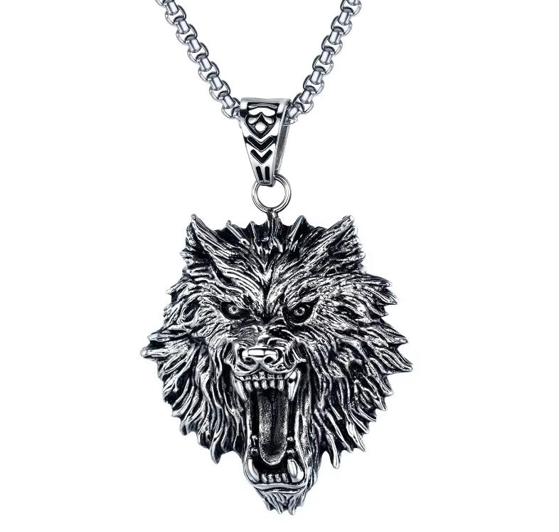Bold Roaring King Animal Head Pendant Chain Necklace for Men