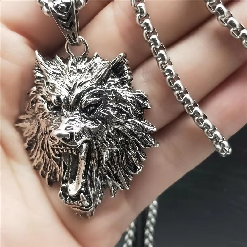 Bold Roaring King Animal Head Pendant Chain Necklace for Men
