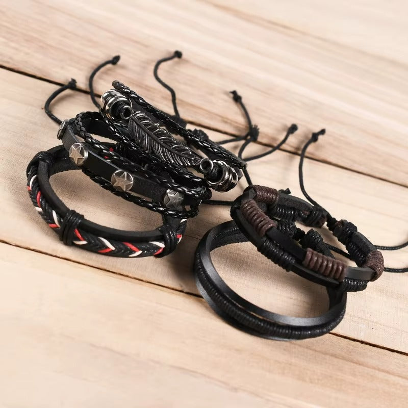 Black leather bracelet combo lifestyle image