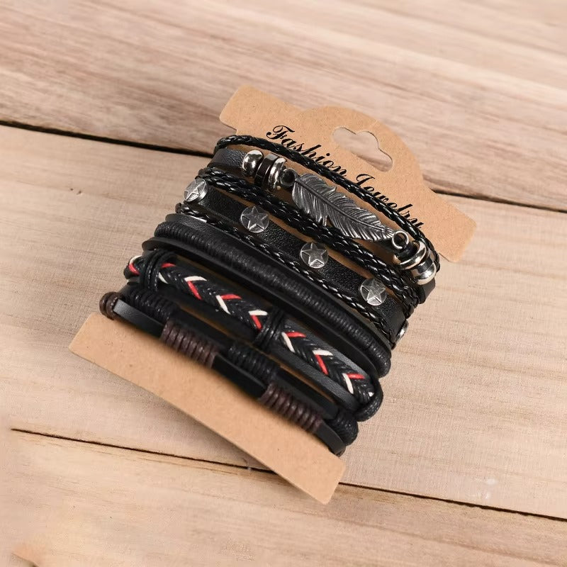 Black leather bracelet combo packaging