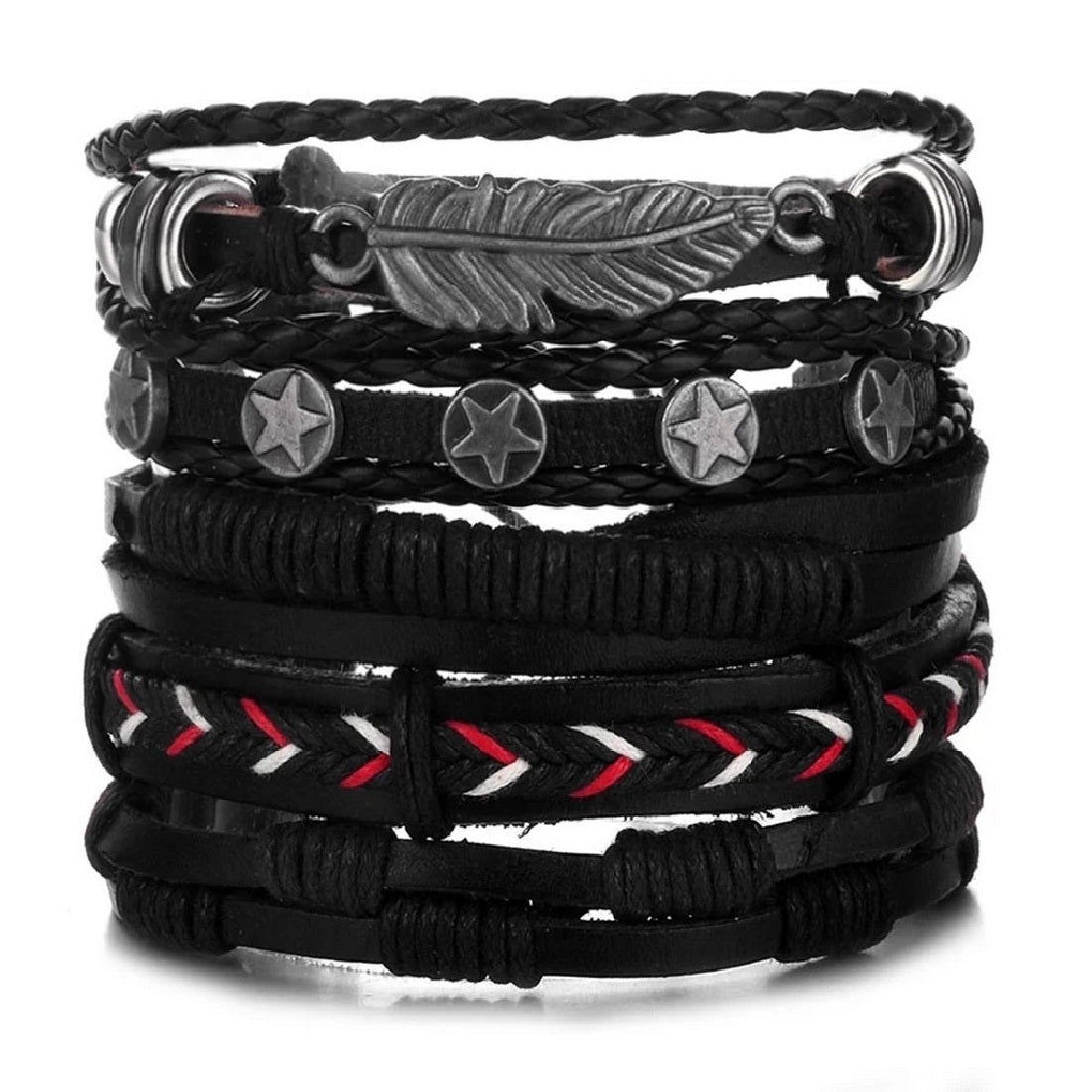 Black leather bracelet combo product image